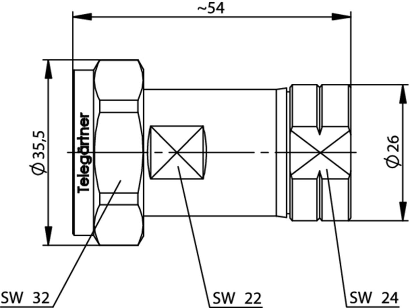 Telegärtner J01120B0077 J01120B0077 7-16-DIN-Steckverbinder Stecker, gerade 50 Ω 1 St.