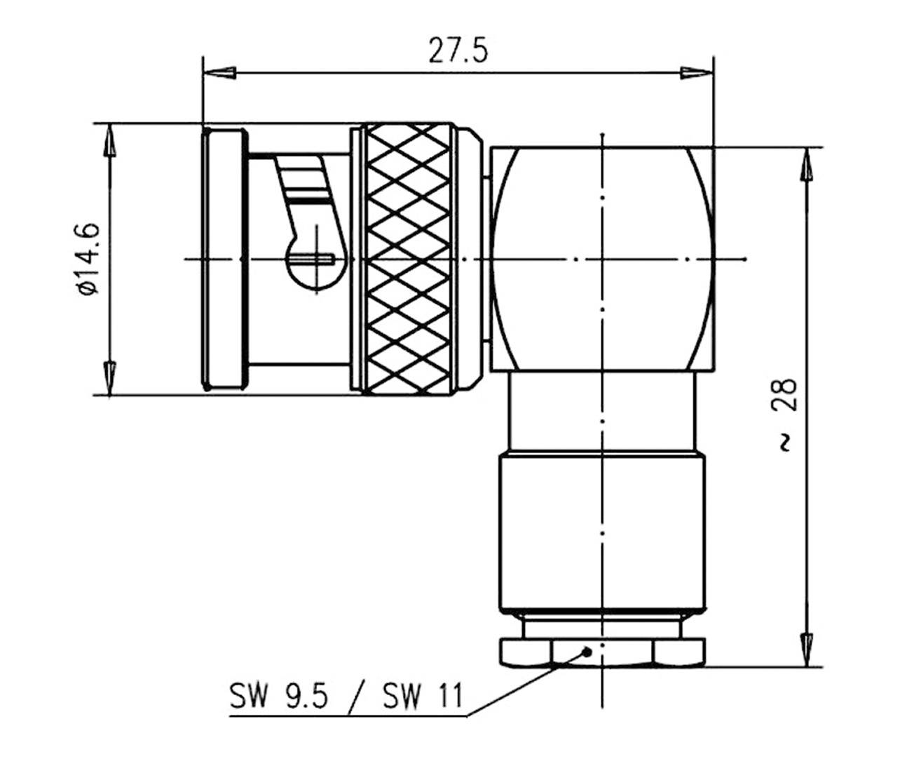 Telegärtner 100023301 100023301 BNC-Steckverbinder Stecker, gewinkelt 50Ω 1St.