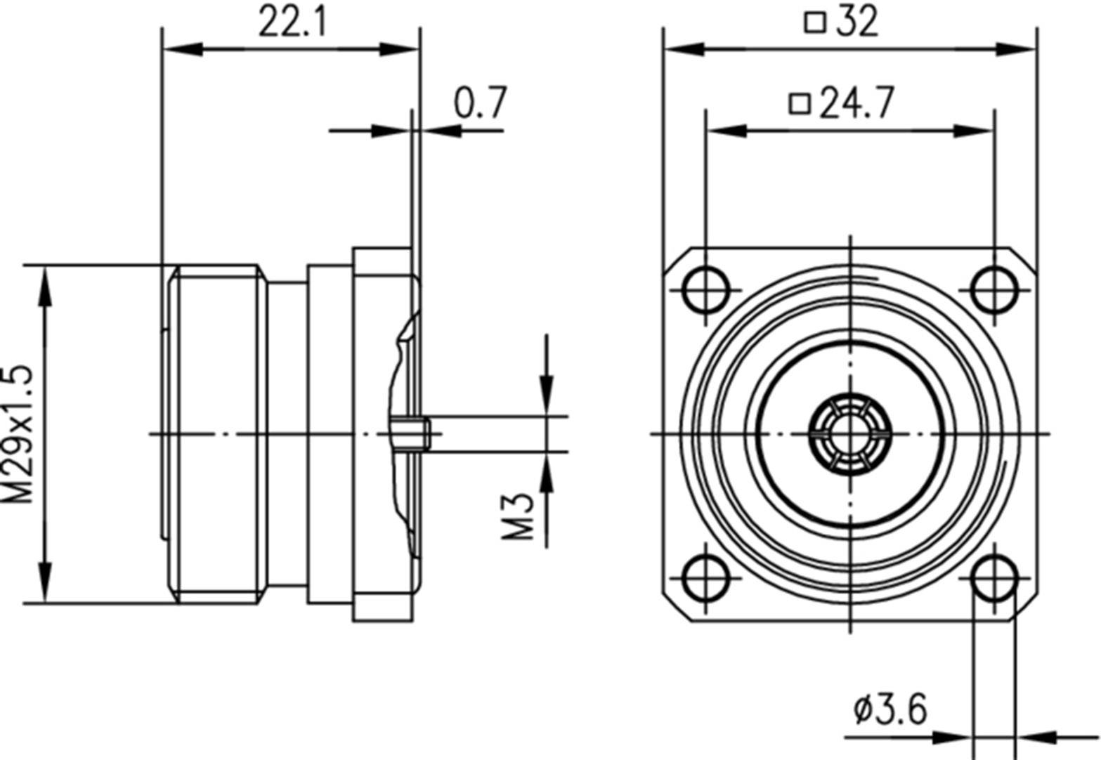 Telegärtner 100024477 100024477 7-16-DIN-Steckverbinder Buchse, Einbau 50Ω 1St.