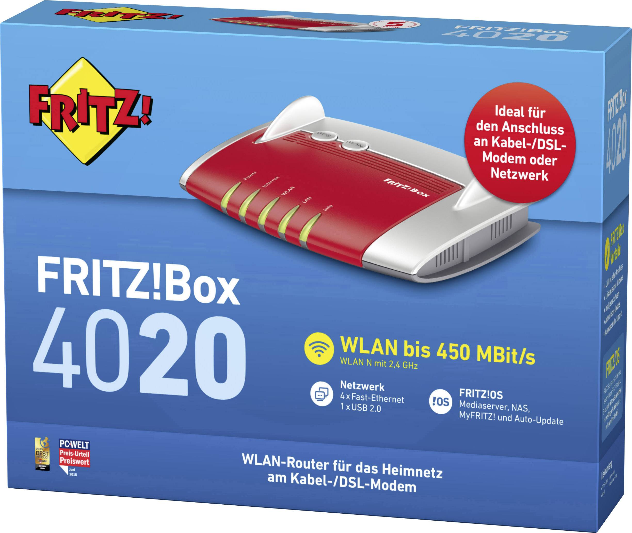 AVM FRITZ!Box 4020 WLAN Router 2.4GHz 450MBit/s