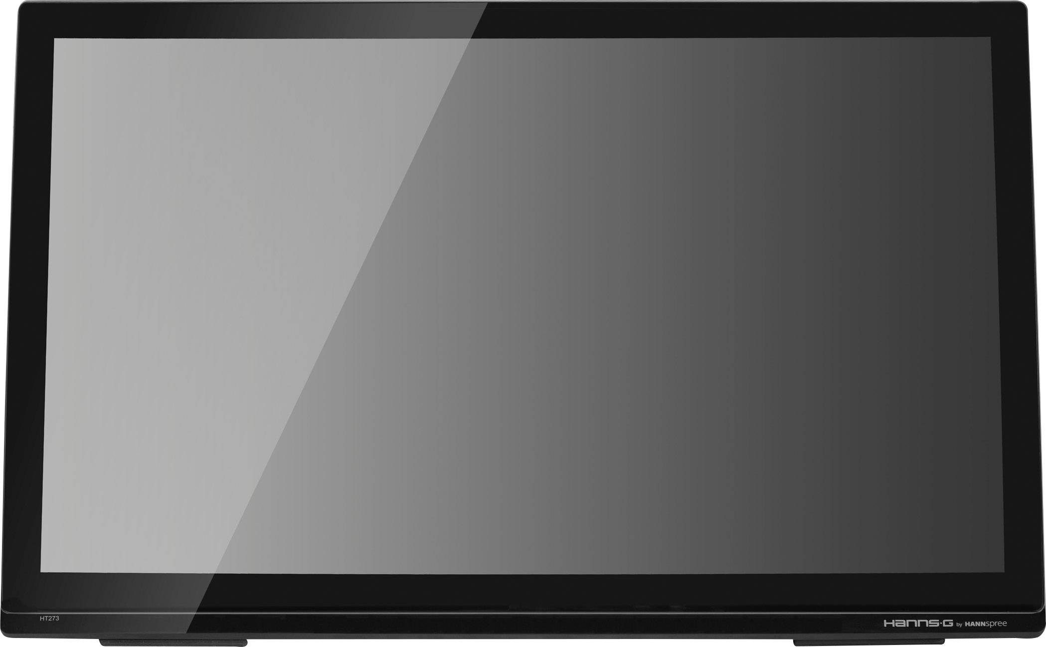 Monitor mit schwarzem Rahmen und spiegelndem Bildschirm. Eignet sich für Büro oder Heimgebrauch.