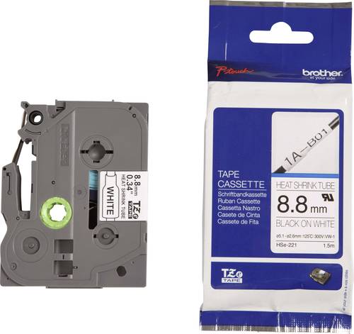 Schriftband Wärme-Schrumpfschlauch HSe HSe-221 Bandfarbe: Weiß Schriftfarbe:Schwarz 8.8 mm