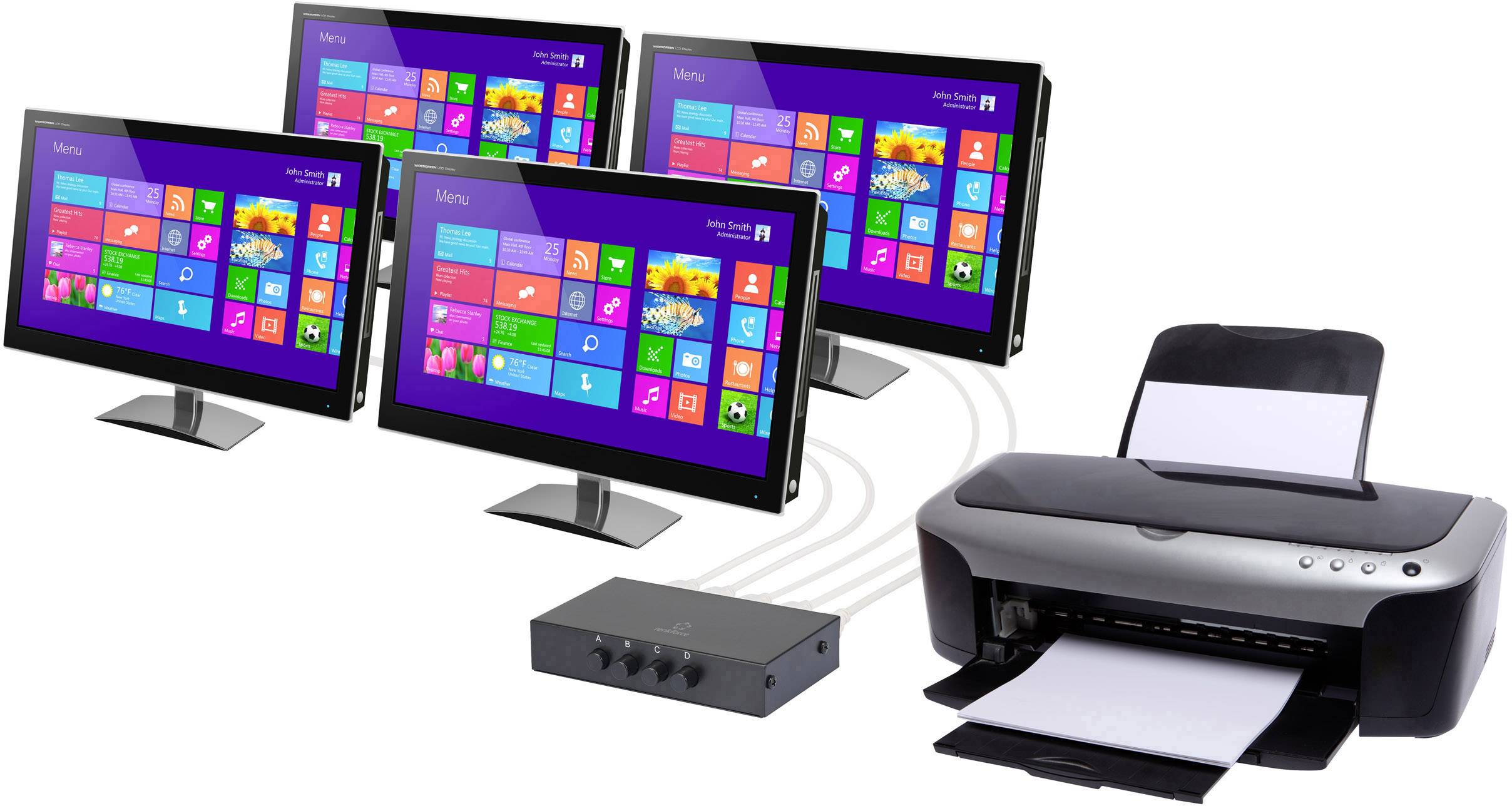 Renkforce 4 Port USB 2.0-Umschalter Schwarz