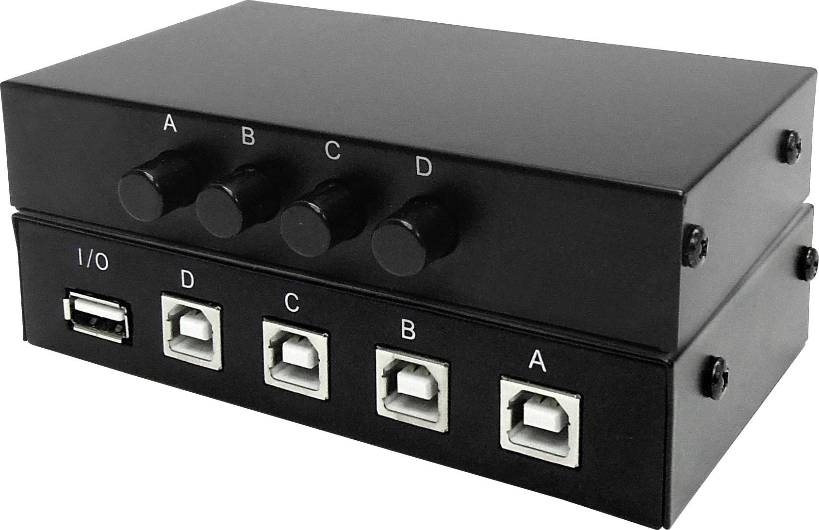 Renkforce 4 Port USB 2.0-Umschalter Schwarz