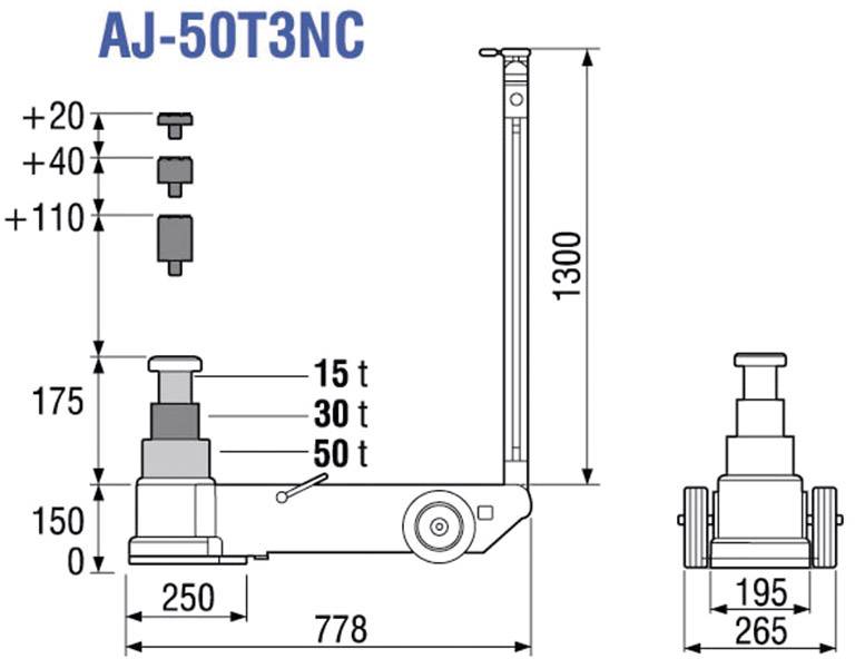 TDL Rangierwagenheber 50 t Arbeitshöhe: 15 - 49.5 cm