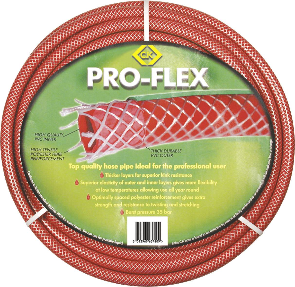 C.K G762630 Pro-Flex Gartenschlauch Schlauch-Innen-Ø=19 mm 30 m 3/4 Zoll 1 St. Rot