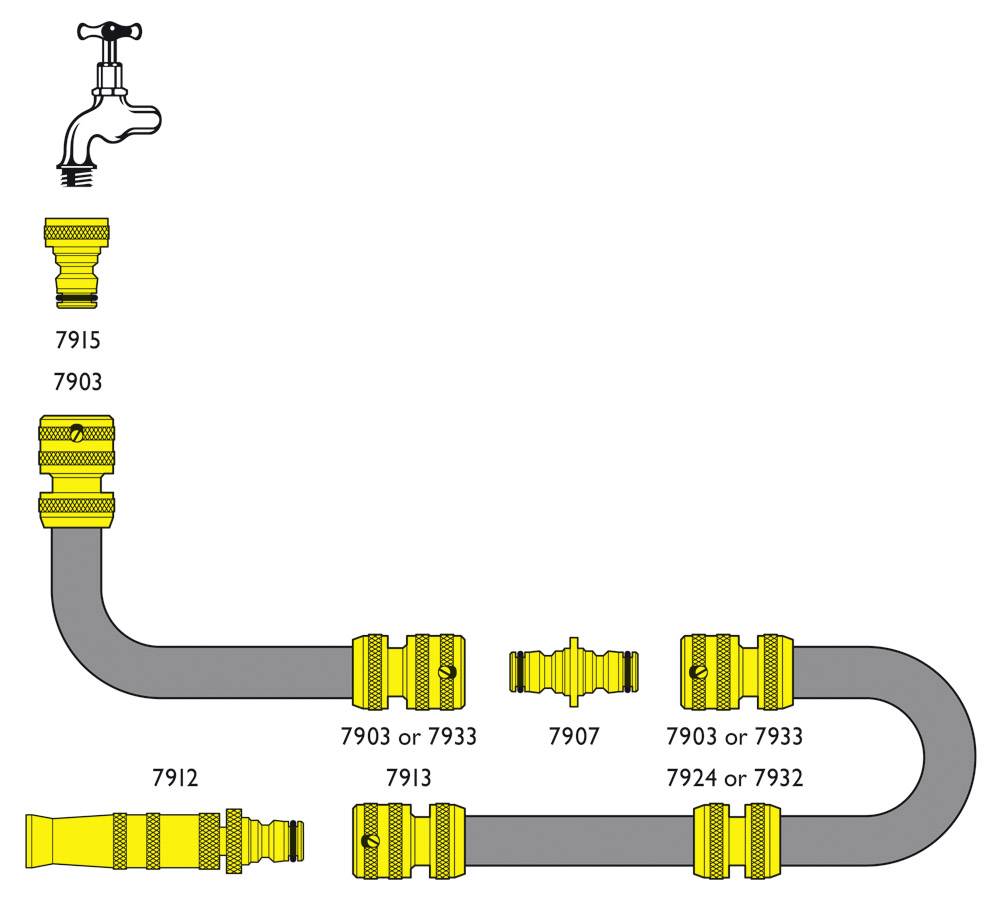 C.K G7913 Messing Schlauchstück 13mm (1/2") Ø, Steckkupplung Wasserstop