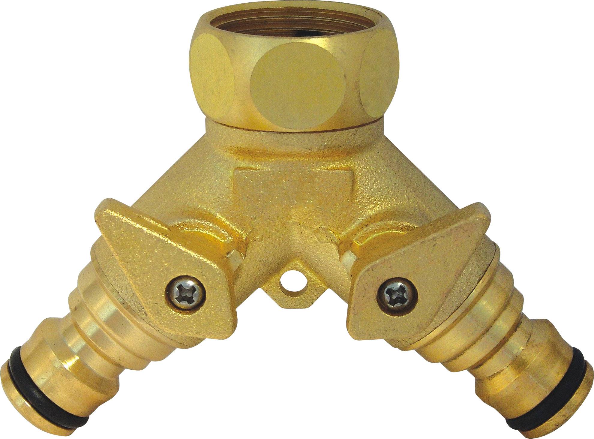 Messing Anschlussstück 2-Wege 20x27mm - 3/4" Mit Absperrhebel