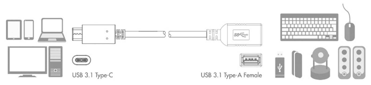 LogiLink USB 3.2 Gen 1 (USB 3.0) Adapter [1x USB-C® Stecker - 1x USB 3.2 Gen 1 Buchse A (USB 3.0)] CU0098 15.00cm