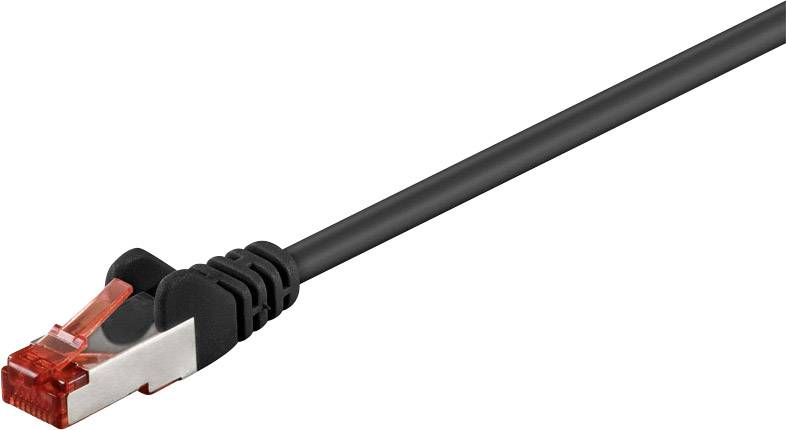 Goobay 92459 RJ45 Netzwerkkabel, Patchkabel CAT 6 S/FTP 15.00 cm Schwarz vergoldete Steckkontakte 1 St.