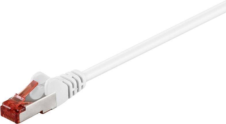Goobay 92462 RJ45 Netzwerkkabel, Patchkabel CAT 6 S/FTP 15.00 cm Weiß vergoldete Steckkontakte 1 St.