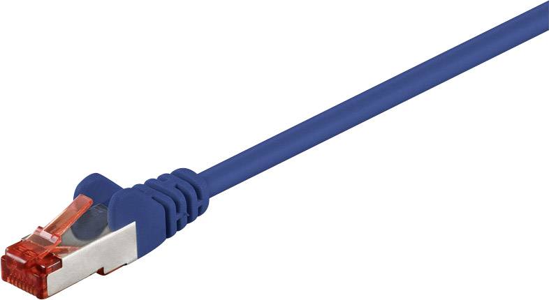 Goobay 92452 RJ45 Netzwerkkabel, Patchkabel CAT 6 S/FTP 15.00 cm Blau vergoldete Steckkontakte 1 St.