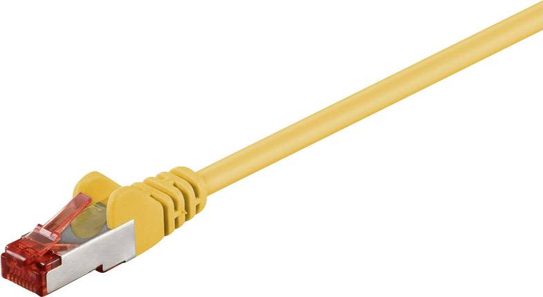 Goobay 92453 RJ45 Netzwerkkabel, Patchkabel CAT 6 S/FTP 15.00 cm Gelb vergoldete Steckkontakte 1 St.