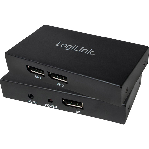LogiLink 2 Port DisplayPort-Splitter Ultra HD-fähig 3840 x 2160 Pixel Schwarz