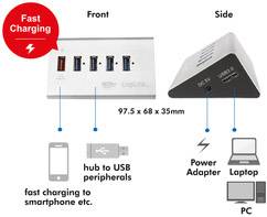 LogiLink UA0227 4 Port USB 3.2 Gen 1-Hub (USB 3.0) Silber