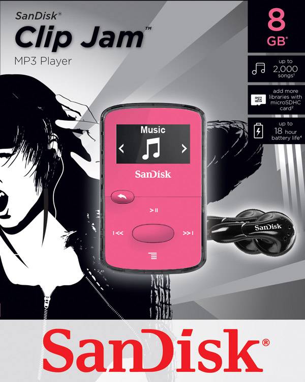 SanDisk Clip Jam™ MP3-Player 8 GB Pink Befestigungsclip, FM Radio