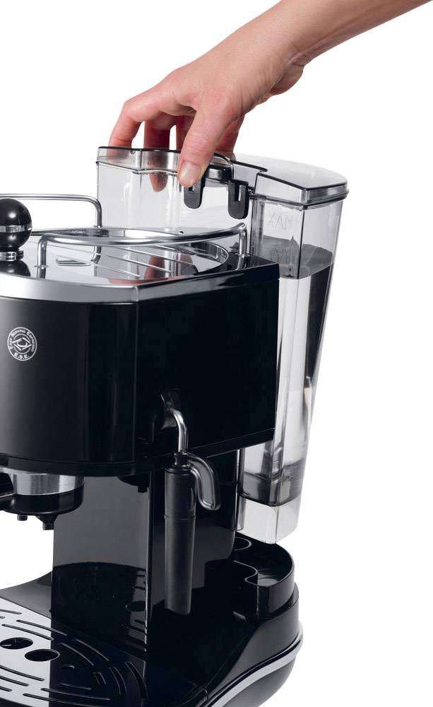 DeLonghi Icona ECO311.BK Espressomaschine mit Siebträger Schwarz, Silber 1100 W E.S.E. Pad kompatibel, mit Milchaufschäumdüse, mit Tassenwärmer