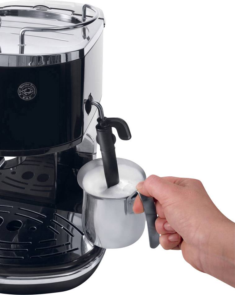 DeLonghi Icona ECO311.BK Espressomaschine mit Siebträger Schwarz, Silber 1100 W E.S.E. Pad kompatibel, mit Milchaufschäumdüse, mit Tassenwärmer