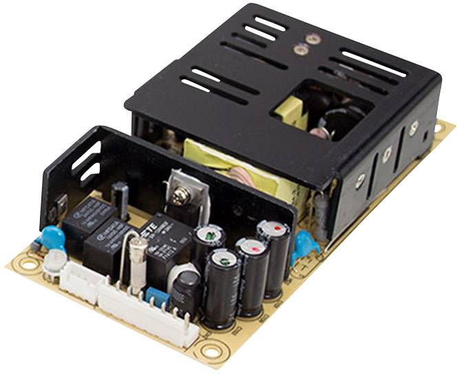 Elektronisches Bauteilmodul mit Kondensatoren, Spulen und Relais auf einer Leiterplatte. Gehäuse teils mit Lüftungsschlitzen.