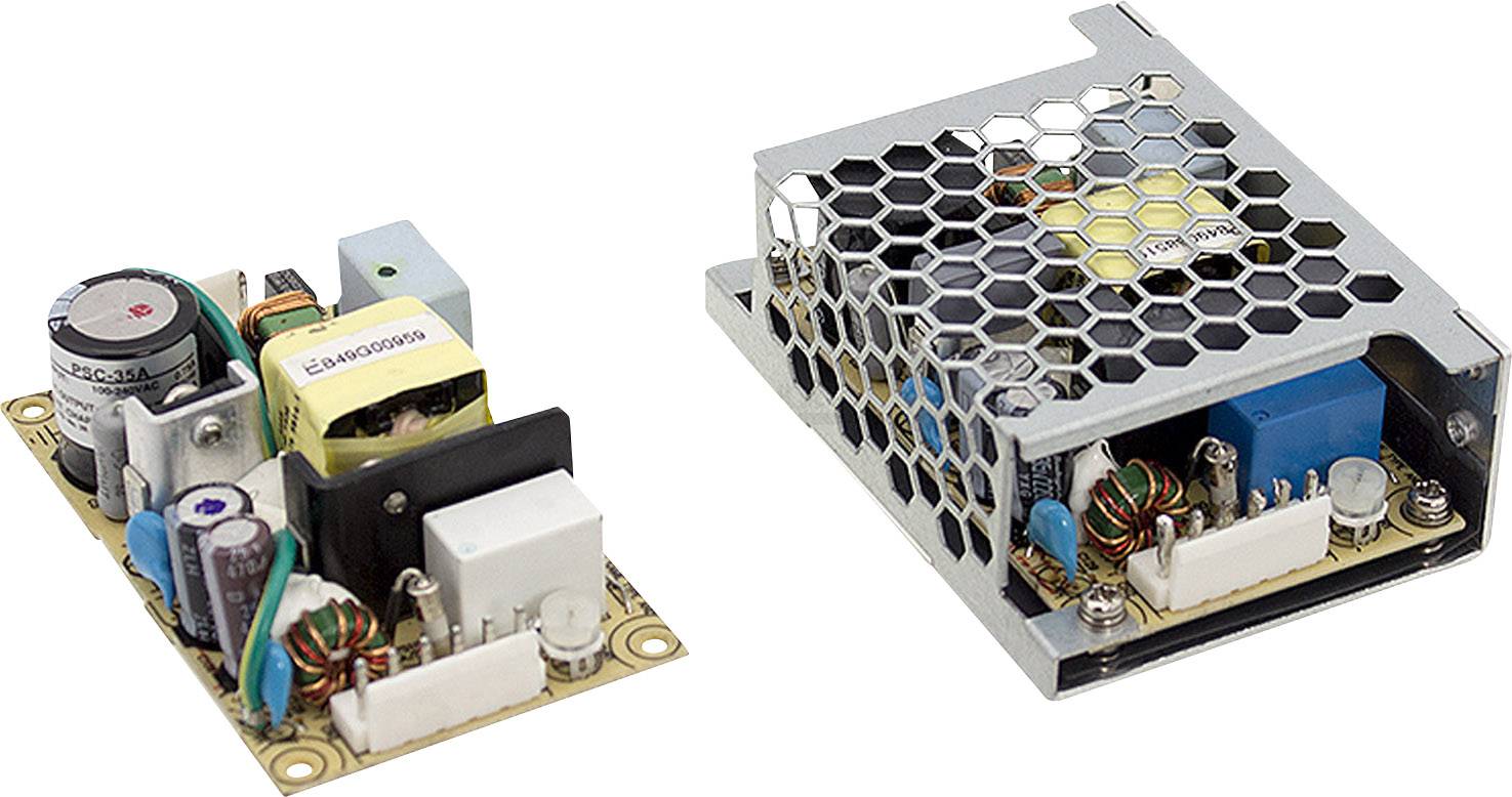 Zwei Schaltnetzteile, eines offen und das andere mit Gehäuse. Beide zeigen verschiedene elektronische Bauteile und Platinen.