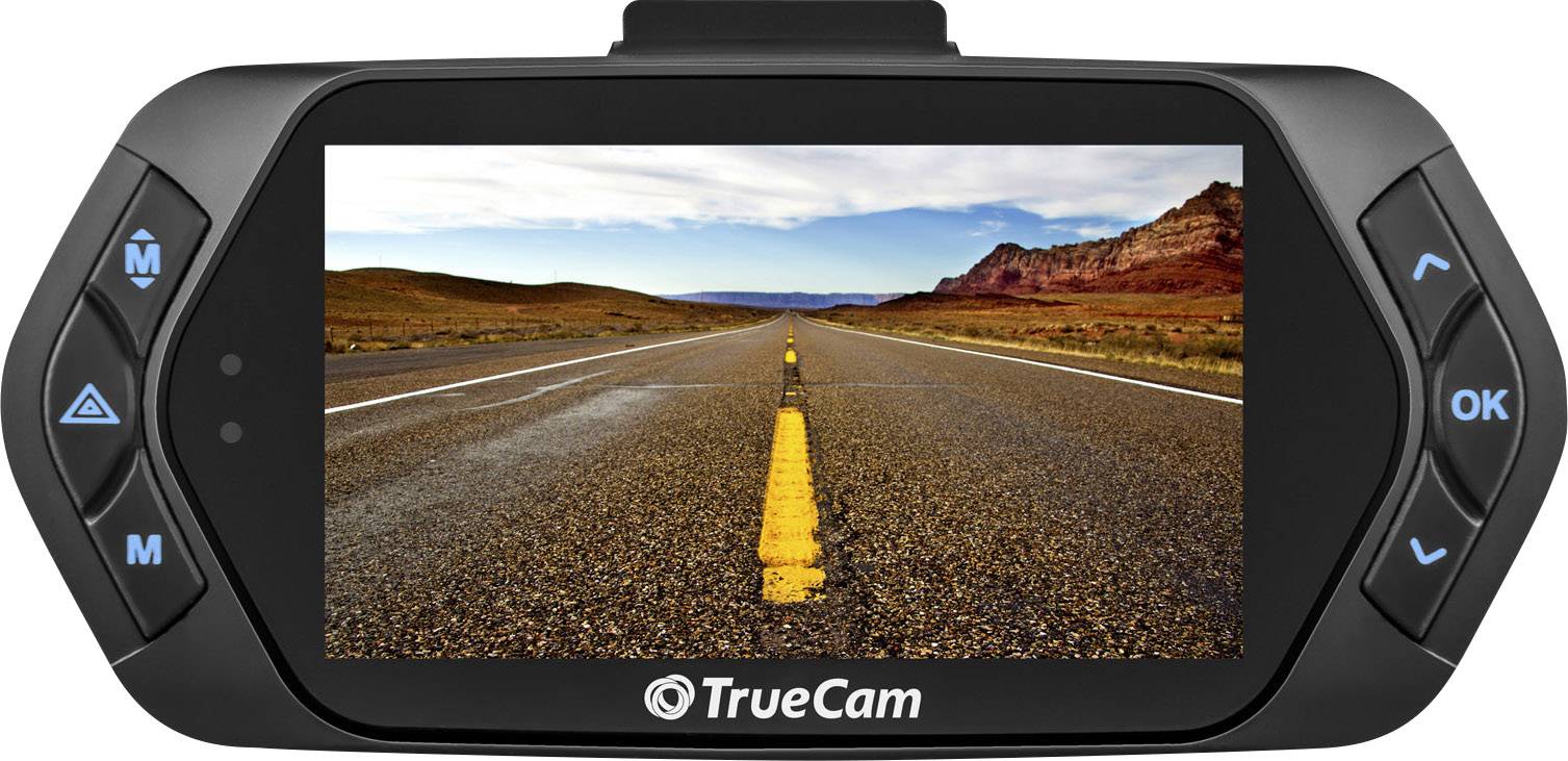 TrueCam A5s Dashcam mit GPS Blickwinkel horizontal max.=130° 12 V, 24V Mikrofon, Display, Akku