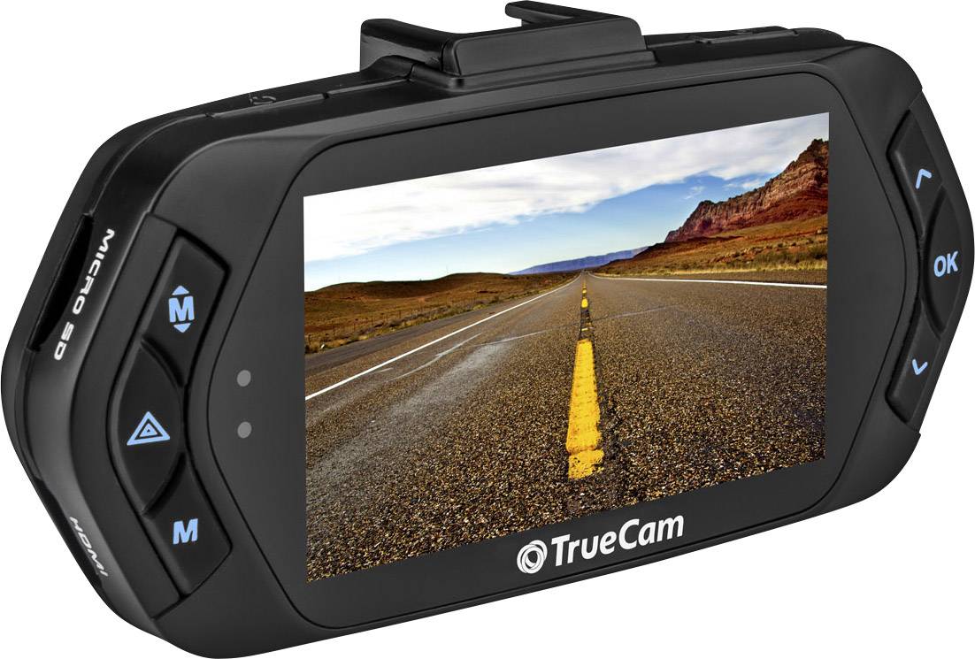 TrueCam A5s Dashcam mit GPS Blickwinkel horizontal max.=130° 12 V, 24V Mikrofon, Display, Akku