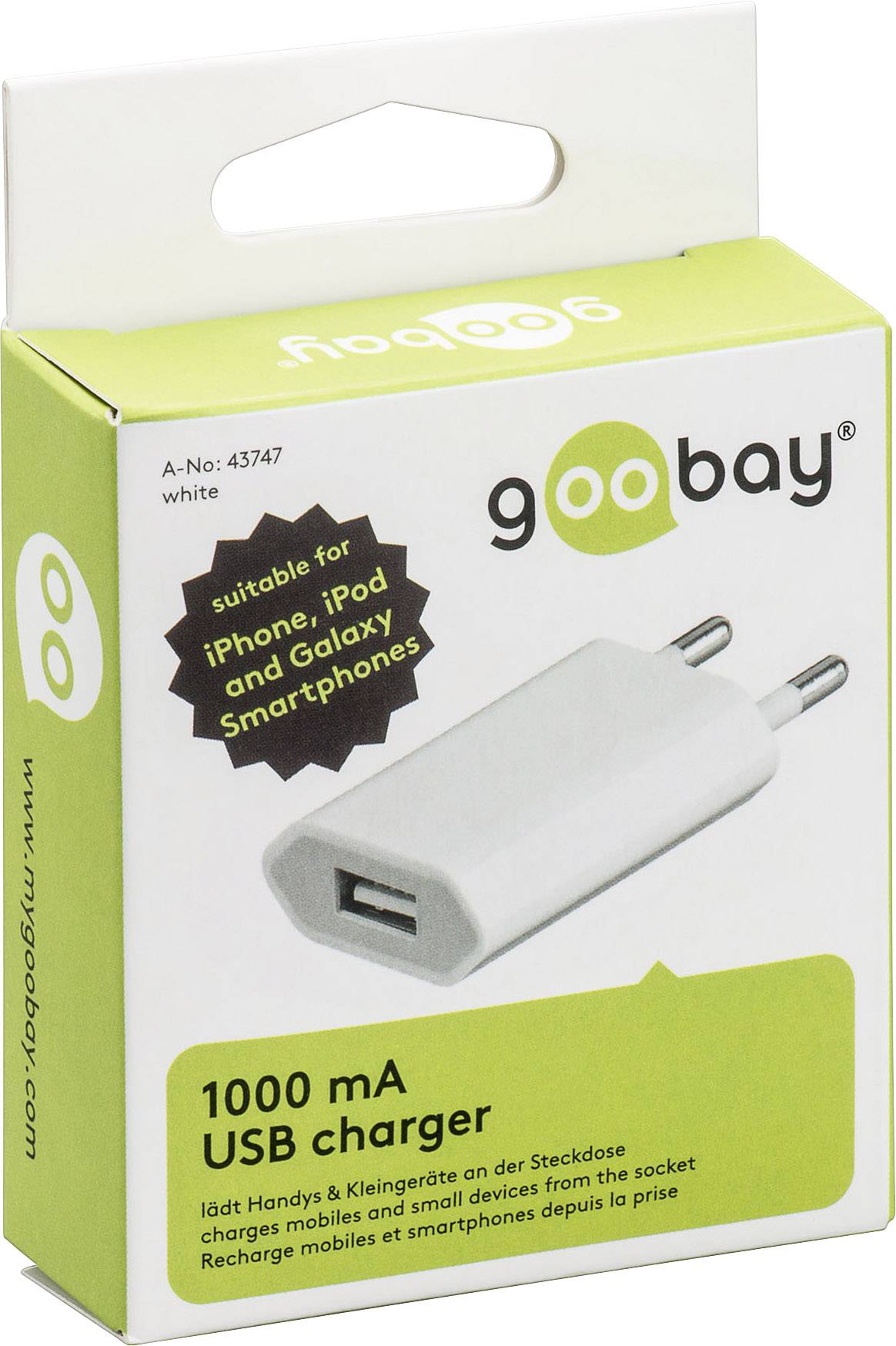 Goobay 43747 USB Ladegerät USB Weiß Steckdose
