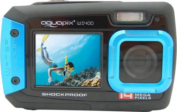 Easypix W-1400 Digitalkamera 14 Megapixel  Schwarz, Blau  Staubgeschützt, Unterwasserkamera, Frontdisplay
