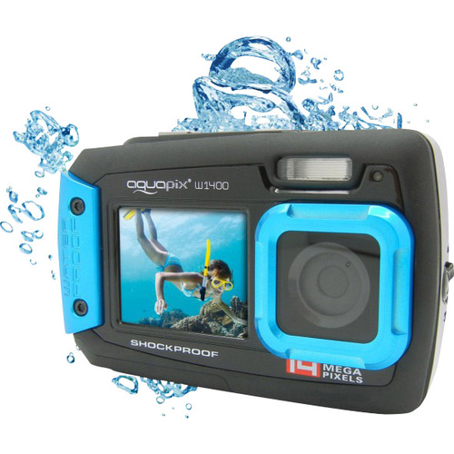 Appareil photo numérique Easypix W-1400 14 Mill. pixel noir, bleu protégé contre la poussière, caméra submersible, écran frontal