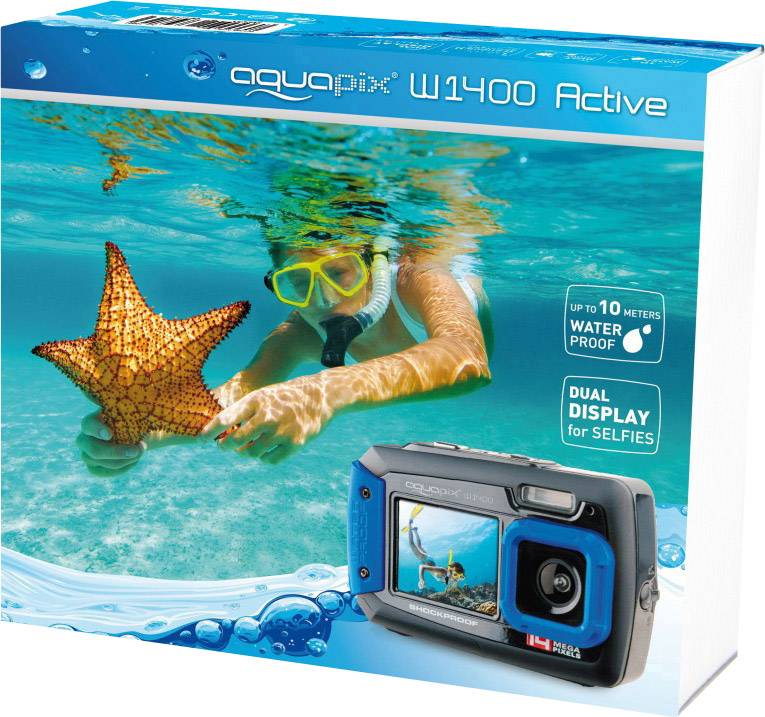 Easypix W-1400 Digitalkamera 14 Megapixel  Schwarz, Blau  Staubgeschützt, Unterwasserkamera, Frontdisplay