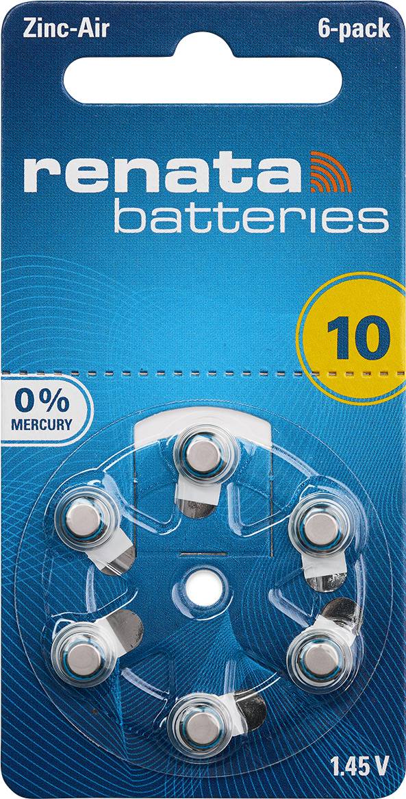 Renata Knopfzelle ZA10 1.4 V 6 St. 105 mAh Zink-Luft Hearing Aid PR70