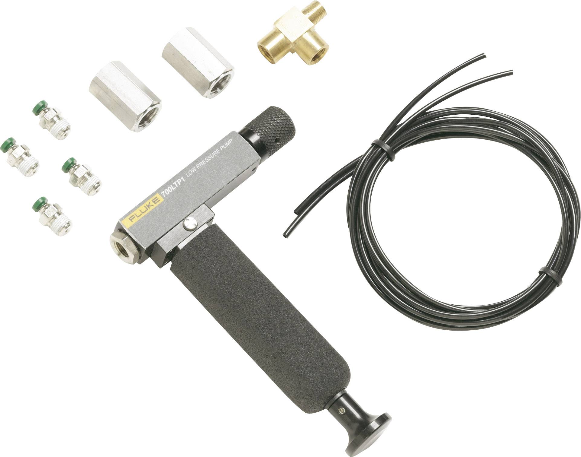 Kompressionswerkzeug mit Kabel, Anschlüssen und Adaptern. Dient zur Installation und Reparatur von Verbindungen in Netzwerksystemen.