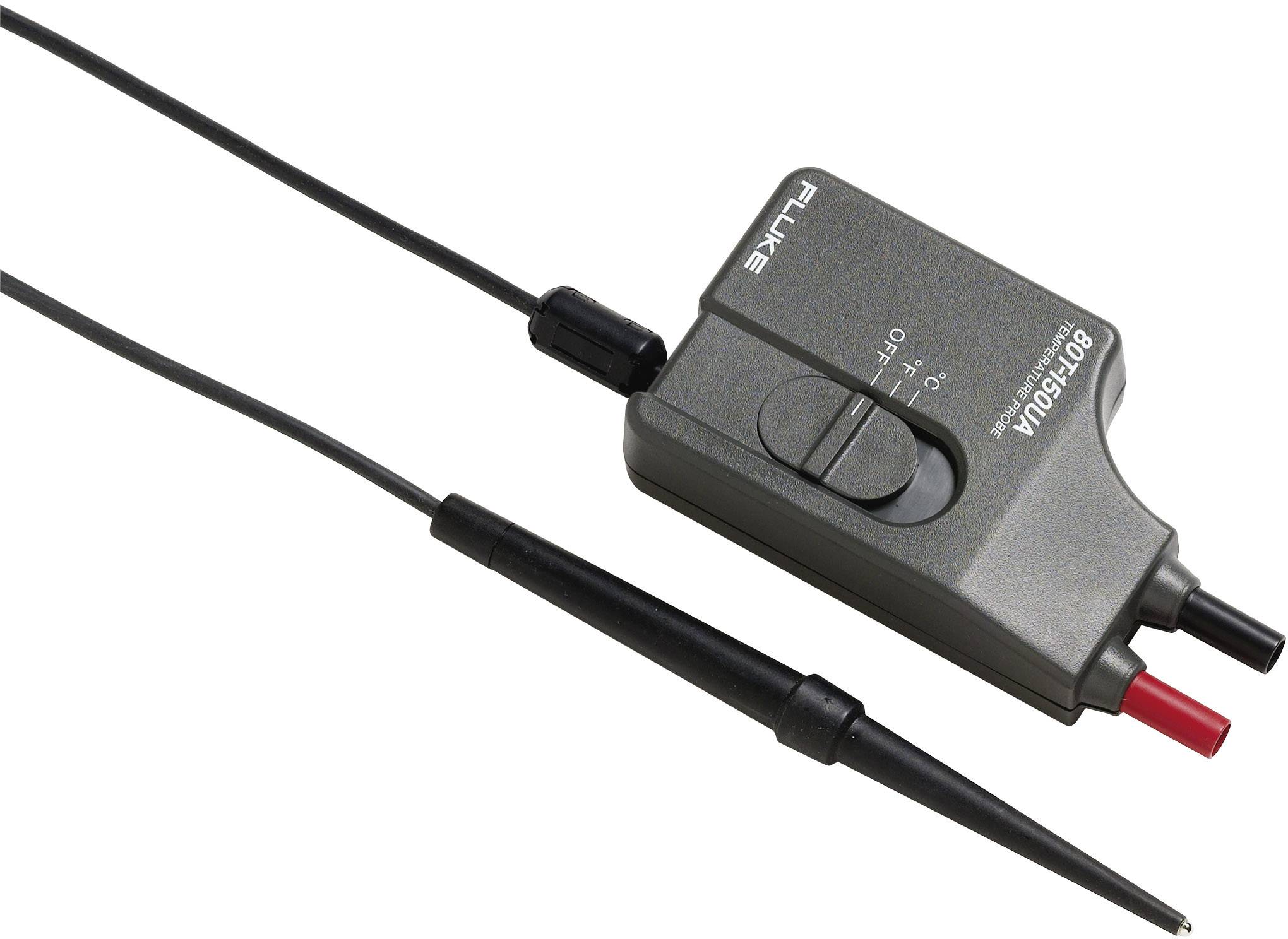 Elektrischer Prüfadapter mit zwei Anschlüssen und Kabeln, geeignet für Spannungs- und Widerstandsmessungen.