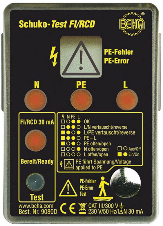 Beha Amprobe 9080D Steckdosentester CAT III 300 V LED, LCD