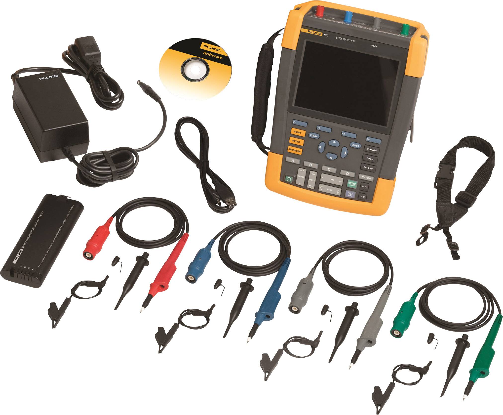 Fluke 190-204/UN Hand-Oszilloskop (Scope-Meter) 200MHz 4-Kanal 1.25 GSa/s 10 kpts 8 Bit Handgerät, Digital-Speicher (DSO)