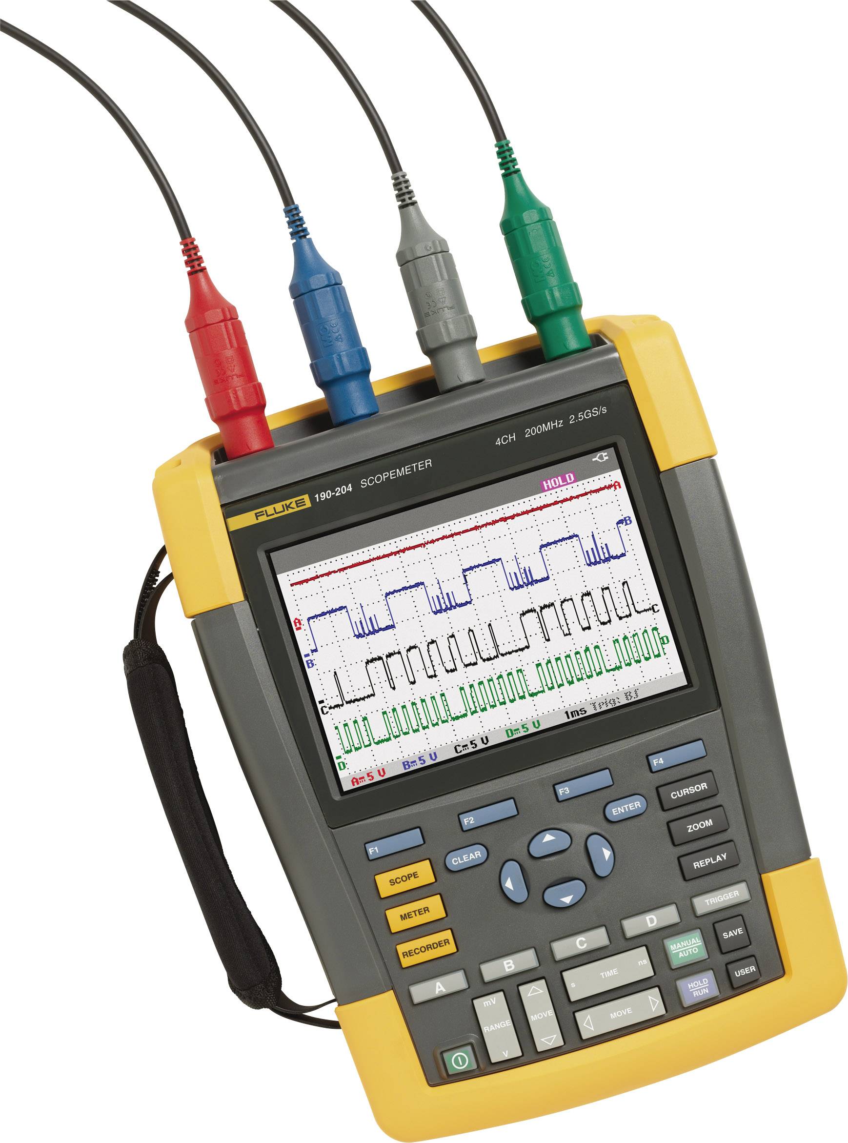 Fluke 190-204/UN Hand-Oszilloskop (Scope-Meter) 200MHz 4-Kanal 1.25 GSa/s 10 kpts 8 Bit Handgerät, Digital-Speicher (DSO)