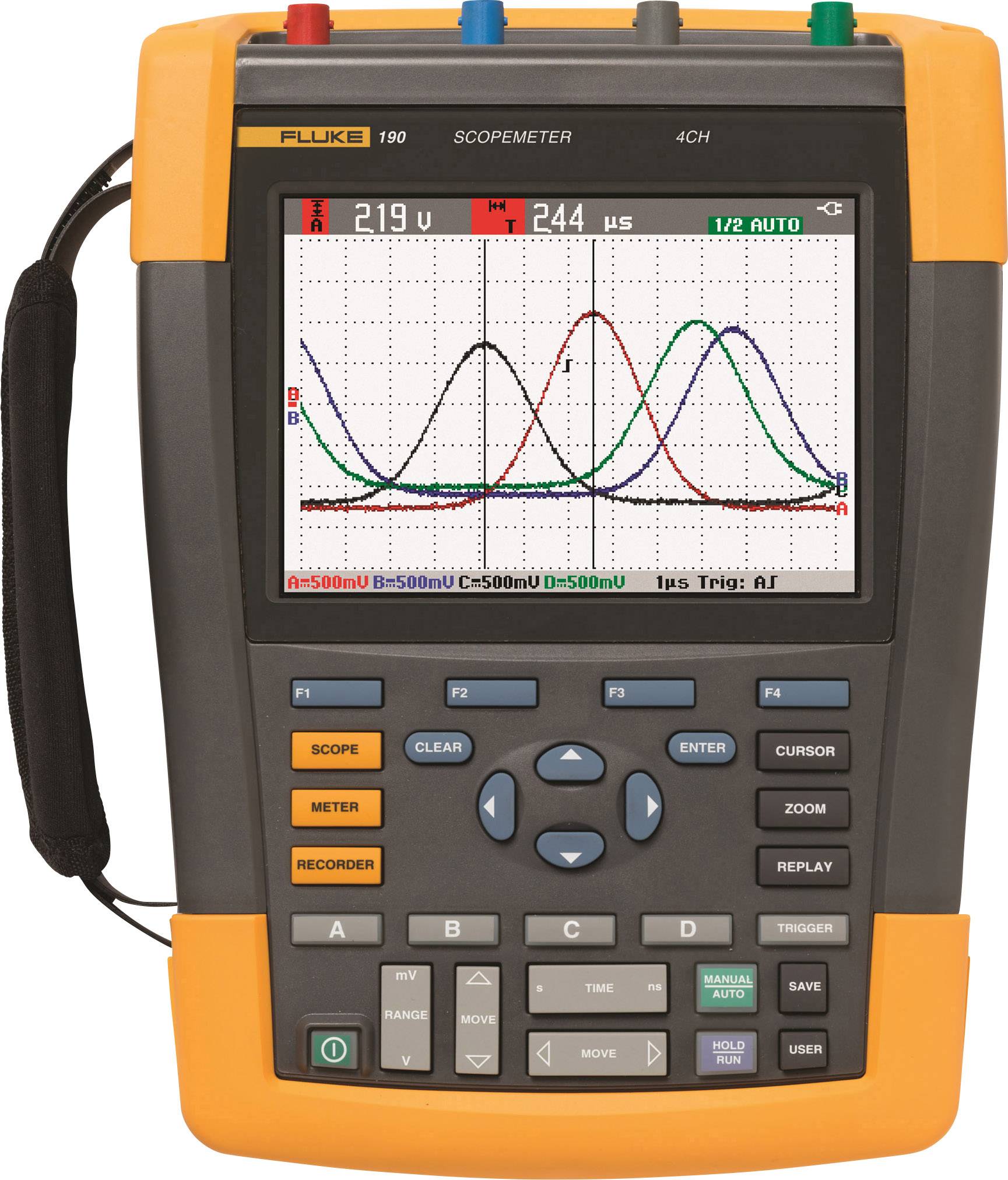 Fluke 190-504/EU/S Hand-Oszilloskop (Scope-Meter) 500MHz 4-Kanal 1.25 GSa/s 10 kpts 8 Bit Digital-Speicher (DSO), Komponententest