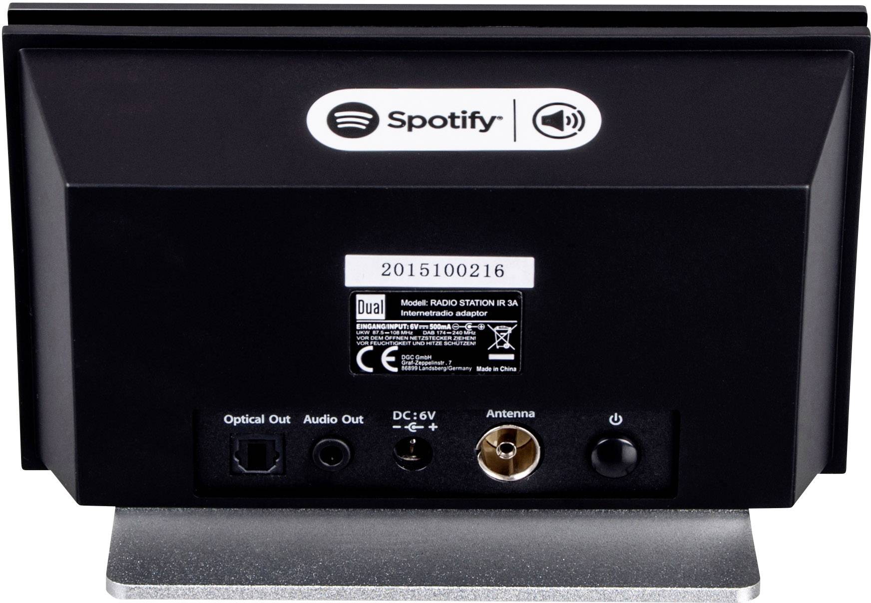 Dual IR 3A Internet Radio-Adapter DAB+, UKW Bluetooth®, Internetradio DLNA-fähig, Spotify Schwarz, Silber