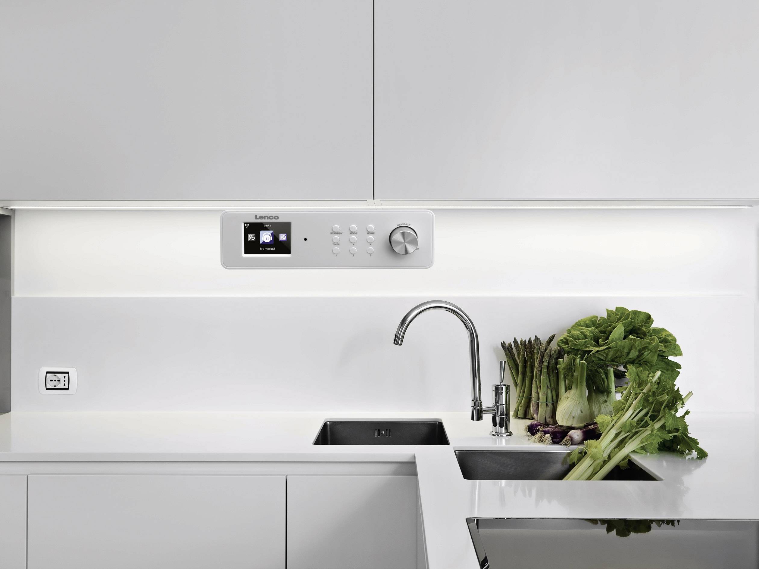 Lenco KCR-2014 Internet Küchenradio UKW AUX, Internetradio DLNA-fähig Weiß