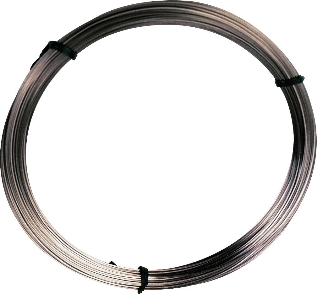 Ein Coil aus Metall, rund und gleichmäßig eingerollt, mit zwei schwarzen Kabelbindern fixiert.