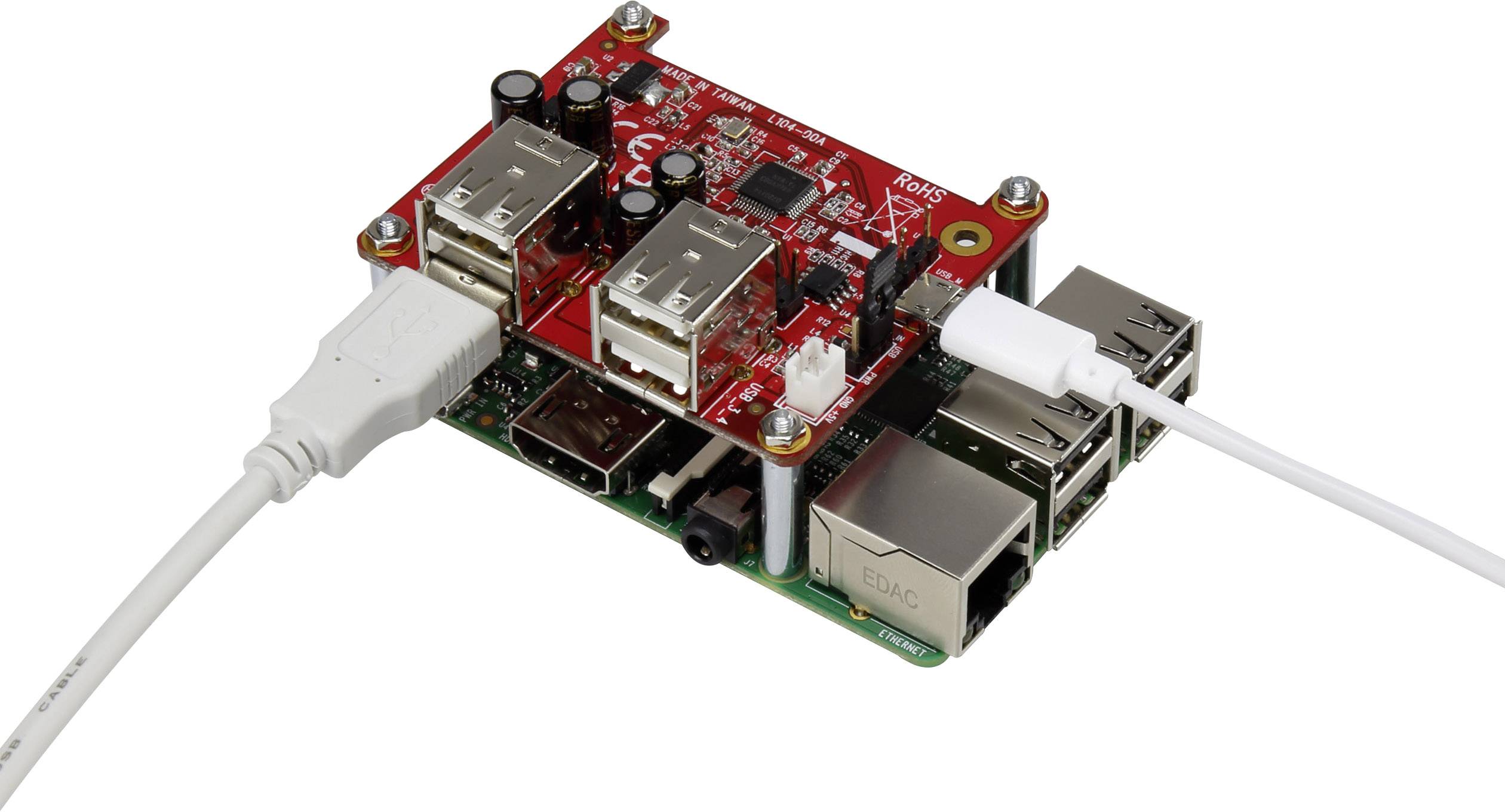 Renkforce USB-Power-Hub + Cable USB-Hub-Shield Passend für (Entwicklungskits): Raspberry Pi