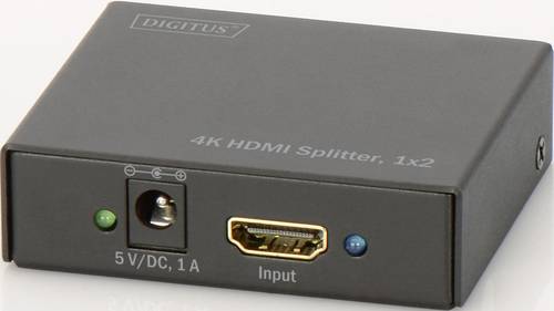 Digitus DS-46304 2 Port HDMI-Splitter 3D-Wiedergabe möglich, Metallgehäuse 4096 x 2160 Pixel Schwa