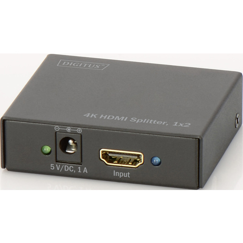 Digitus DS-46304 2 Port HDMI-Splitter 3D-Wiedergabe möglich, Metallgehäuse 4096 x 2160 Pixel Schwarz