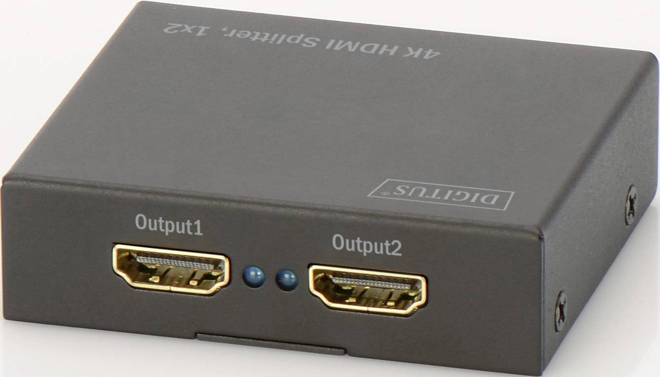 Digitus DS-46304 2 Port HDMI-Splitter 3D-Wiedergabe möglich, Metallgehäuse 4096 x 2160 Pixel Schwarz