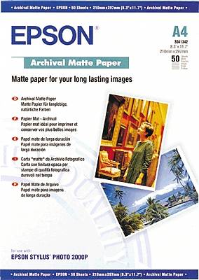 Epson Archival Matte Paper C13S041342 Fotopapier DIN A4 192 g/m² 50 Blatt Matt