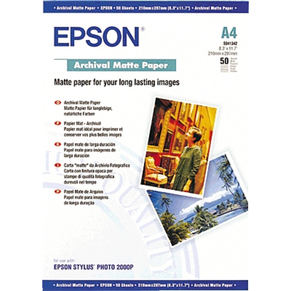 Epson Archival Matte Paper C13S041342 Papier photo DIN A4 192 g/m² 50 feuille(s) mat