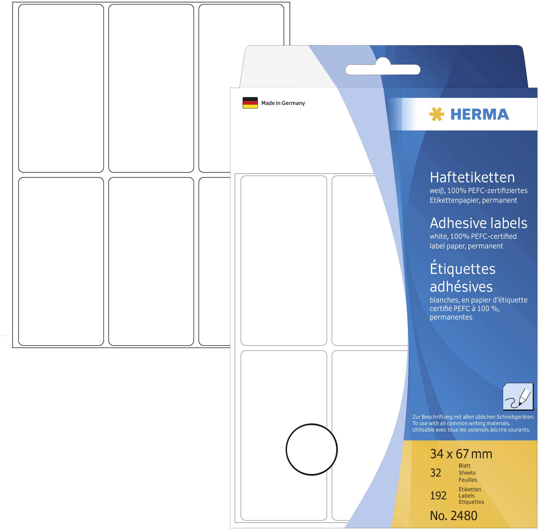 Vielzweck-Etiketten 34x67mm weiß VE=192 Stück