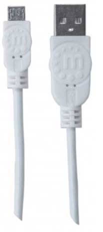 Manhattan USB-Kabel USB 2.0 USB-A Stecker, USB-Micro-B Stecker 1.00 m Weiß UL-zertifiziert 323987