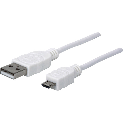 Manhattan Câble USB USB 2.0 USB-A mâle, USB-Micro-B mâle 1.00 m blanc certifié UL 323987
