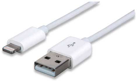 Manhattan iPod/iPhone/iPad Ladekabel/Datenkabel [1x USB 2.0 Stecker A - 1x Apple Lightning-Stecker] 1.00m Weiß
